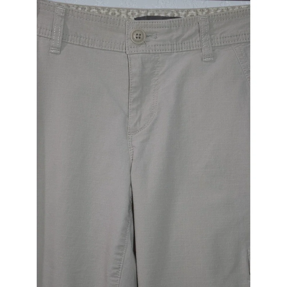 Eddie Bauer Womens 4 Khaki Cargo Capri Pants Drawstring Cuffs Stretch Cotton - Picture 11 of 16